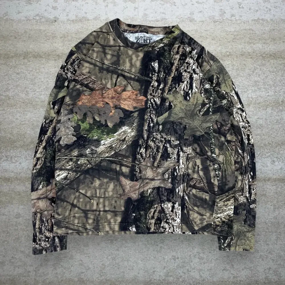 Vintage 90s Mossy Oak Shirt Mens L Hunting Camo Cotton Long Sleeve Woodland